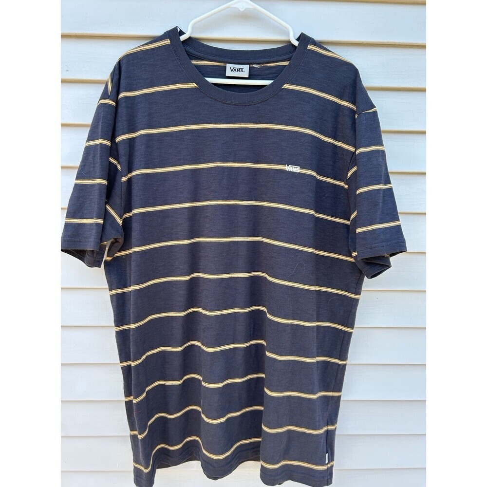 Classic Vans T-Shirt In Navy With Gold Stripes Size Is Extra Large